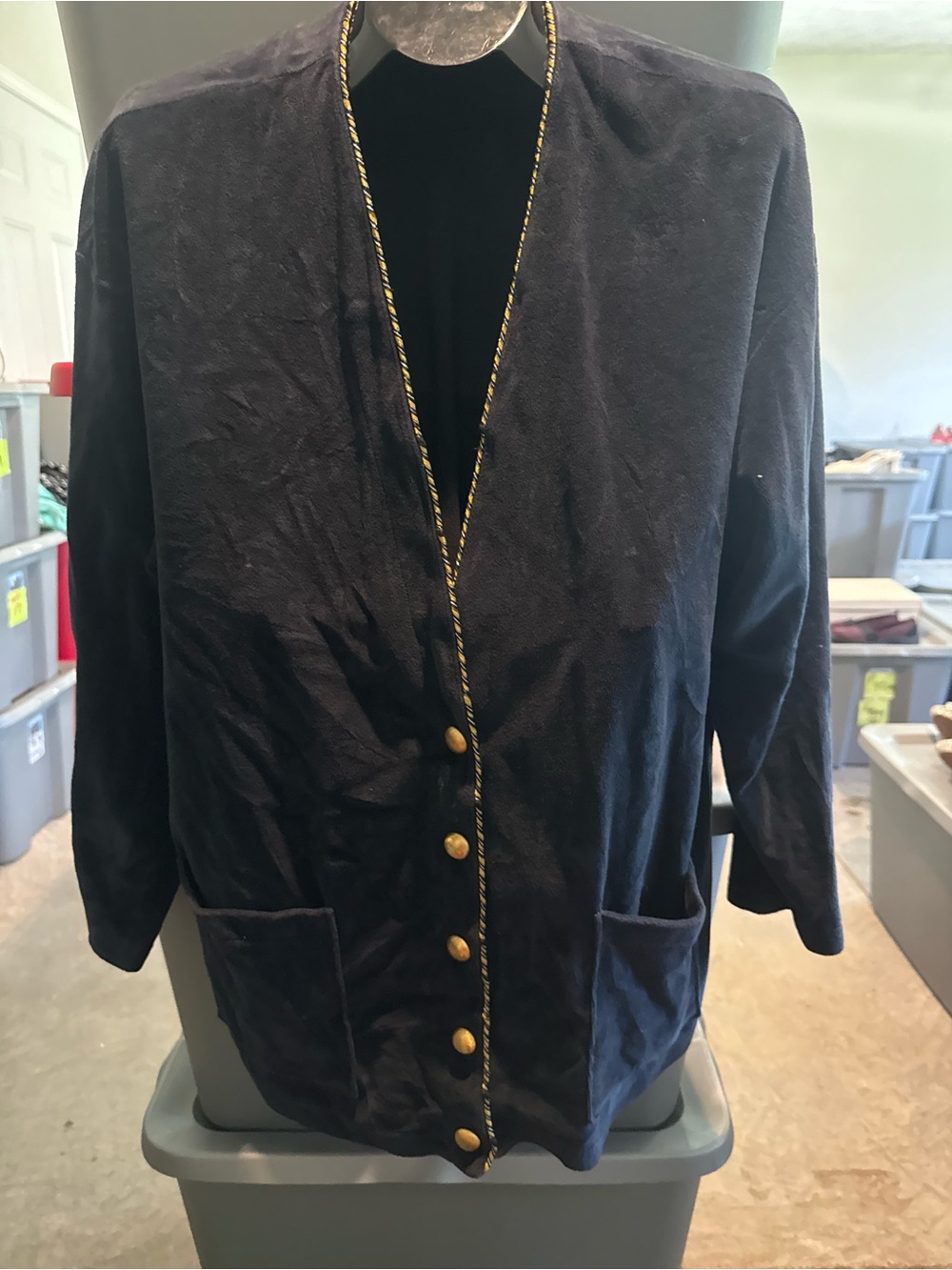 Women's Navy Button-Front Jacket with Gold Trim93